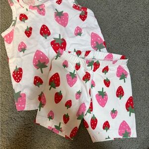 Old Navy Pink and Red Strawberry Kids Pajama Set